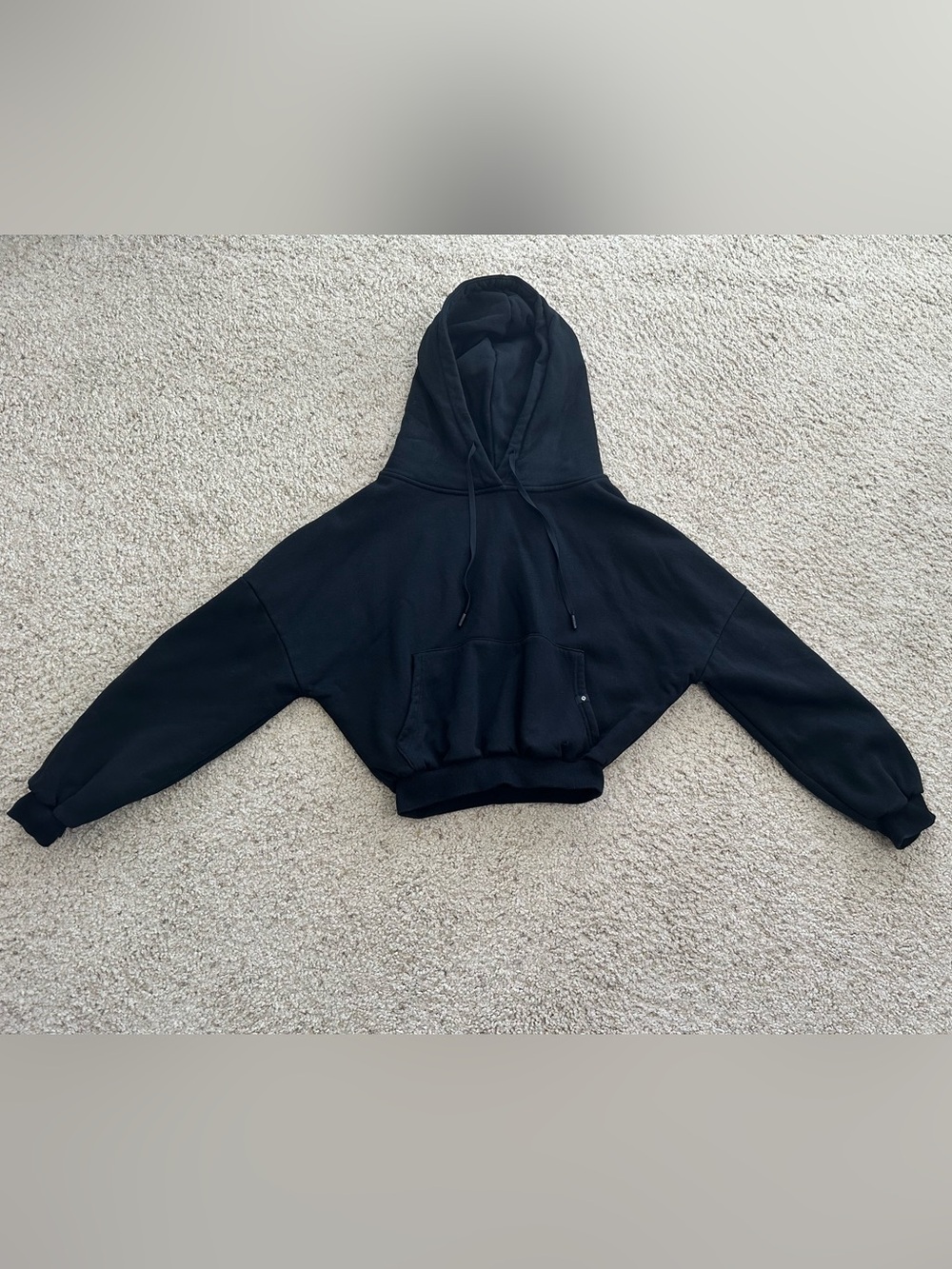 Black Cropped Popflex Cloud Hoodie